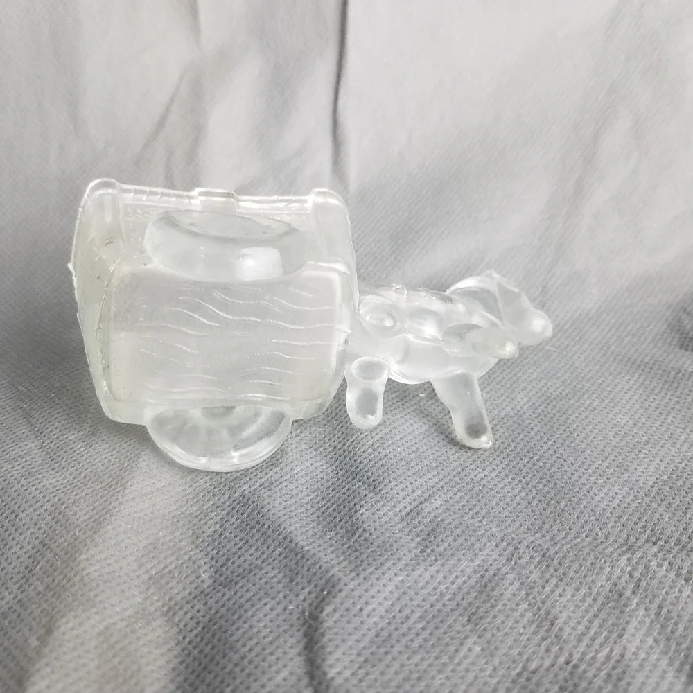 Vintage Clear Glass Donkey Cart Miniature Animal horse 4.75x2 planter candy dish